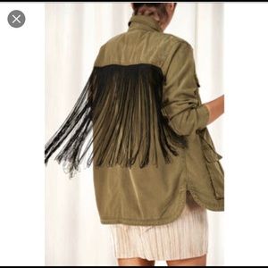 BlankNyc “Monet” military jacket with fringe